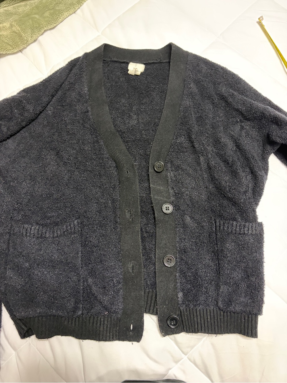 Joie  Black Button-Up Textured Cardigan